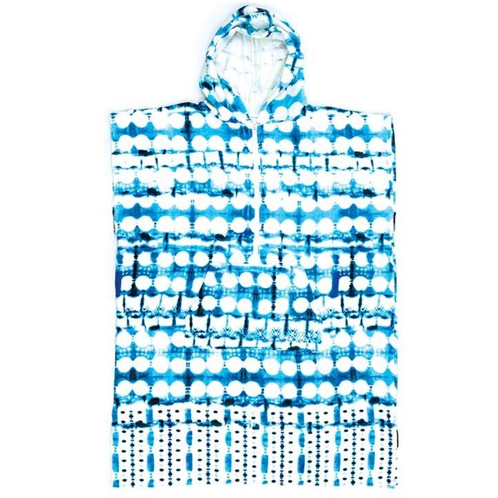 O & E Ladies Tie Dye Zip Hooded Poncho - Aqua 1