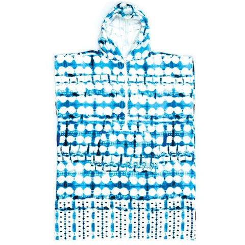 O & E Ladies Tie Dye Zip Hooded Poncho - Aqua 1