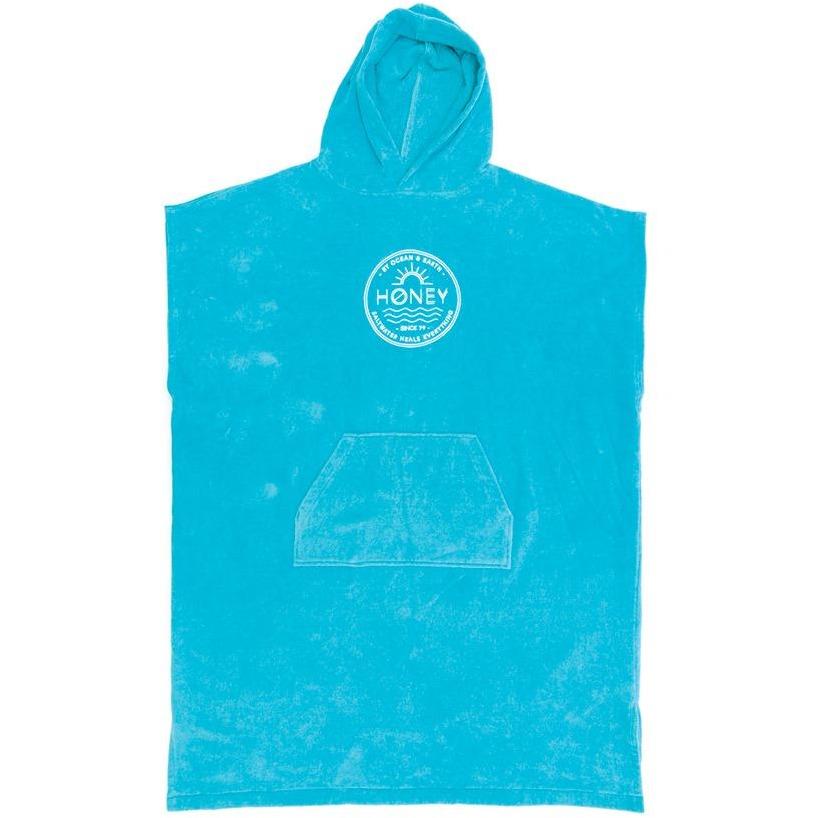 O & E Ladies Honey Hooded Poncho - Aqua 1